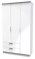 Plymouth White Gloss 3 Door Tall Triple Wardrobe - LHF 2 Drawers