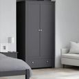 Radley Double Wardrobe - 2 Door - 1 Drawer - Dark Grey