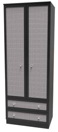 Rattan and Black Ash 2 Door 2 Drawer Double Wardrobe