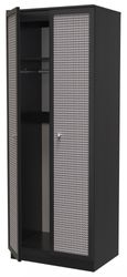 Rattan and Black Ash 2 Door Plain Tall Wardrobe