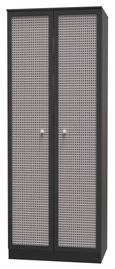 Rattan and Black Ash 2 Door Plain Tall Wardrobe