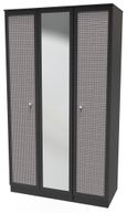 Rattan and Black Ash 3 Door Triple Wardrobe - 1 Mirror