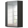 Rauch Alabama 117cm 2 Door Corner Mirrored Wardrobe - Metallic Dark Grey