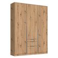 Alabama Wardrobe - 136cm - 3 Door - Drawer - Artisan Oak