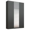 Alabama Wardrobe - 136cm - 3 Door - Mirror - Metallic Dark Grey
