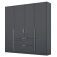 Alabama Wardrobe - 181cm - 4 Door - Drawer - Metallic Dark Grey