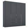 Alabama Wardrobe - 181cm - 4 Door - Drawer - Metallic Dark Grey