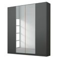 Alabama Wardrobe - 181cm - 4 Door - Mirror - Metallic Dark Grey