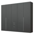 Alabama Wardrobe - 226cm - 5 Door - Drawer - Metallic Dark Grey