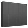 Alabama Wardrobe - 226cm - 5 Door - Drawer - Metallic Dark Grey