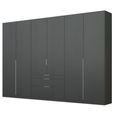 Alabama Wardrobe - 271cm - 6 Door - Drawer - Metallic Dark Grey