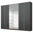 Alabama Wardrobe - 271cm - 6 Door - Mirror - Metallic Dark Grey