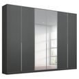 Alabama Wardrobe - 271cm - 6 Door - Mirror - Metallic Dark Grey