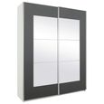 Rauch Alegro 181cm 2 Door Sliding Wardrobe with Mirror - Alpine White and Metallic Dark Grey