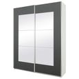 Rauch Alegro 181cm 2 Door Sliding Wardrobe with Mirror - Alpine White and Metallic Dark Grey