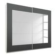 Rauch Alegro 226cm 2 Door Sliding Wardrobe with Mirror - Alpine White and Metallic Dark Grey