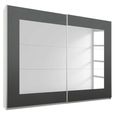 Rauch Alegro 271cm 2 Door Sliding Wardrobe with Mirror - Alpine White and Metallic Dark Grey