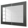 Rauch Alegro 271cm 2 Door Sliding Wardrobe with Mirror - Alpine White and Metallic Dark Grey
