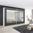 Rauch Alegro 271cm 2 Door Sliding Wardrobe with Mirror - Alpine White and Metallic Dark Grey