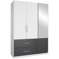 Rauch Alvor 136cm 3 Door Combi Wardrobe - Alpine White and Metallic Dark Grey