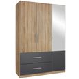 Rauch Alvor 136cm 3 Door Combi Wardrobe - Sonoma Oak and Metallic Dark Grey
