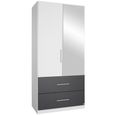 Rauch Alvor 91cm 2 Door Combi Wardrobe - Alpine White and Metallic Dark Grey