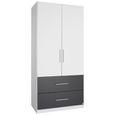 Rauch Alvor 91cm 2 Door Wardrobe - Alpine White and Metallic Dark Grey