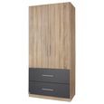 Rauch Alvor 91cm 2 Door Wardrobe - Sonoma Oak and Metallic Dark Grey