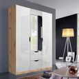 Arnstein Wardrobe - 136cm - 3 Door - Combi - Artisan Oak & White High Gloss