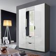 Arnstein Wardrobe - 136cm - 3 Door - Combi - Metallic Dark Grey & White High Gloss