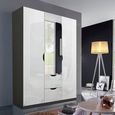 Arnstein Wardrobe - 136cm - 3 Door - Combi - Metallic Dark Grey & White High Gloss