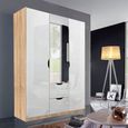 Arnstein Wardrobe - 136cm - 3 Door - Combi - Sonoma Oak & White High Gloss
