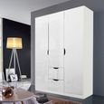 Arnstein Wardrobe - 136cm - 3 Door - 2 Drawer - Alpine White & White High Gloss
