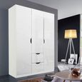 Arnstein Wardrobe - 136cm - 3 Door - 2 Drawer - Alpine White & White High Gloss