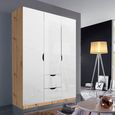 Arnstein Wardrobe - 136cm - 3 Door - 2 Drawer - Artisan Oak & White High Gloss