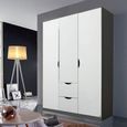 Arnstein Wardrobe - 136cm - 3 Door - 2 Drawer - Metallic Dark Grey & Alpine White