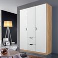 Arnstein Wardrobe - 136cm - 3 Door - 2 Drawer - Sonoma Oak & Alpine White