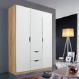 Arnstein Wardrobe - 136cm - 3 Door - 2 Drawer - Sonoma Oak & Alpine White