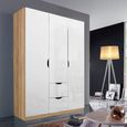 Arnstein Wardrobe - 136cm - 3 Door - 2 Drawer - Sonoma Oak & White High Gloss
