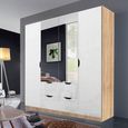 Arnstein Wardrobe - 181cm - 4 Door - Combi - Sonoma Oak & White High Gloss