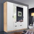 Arnstein Wardrobe - 181cm - 4 Door - Combi - Sonoma Oak & White High Gloss