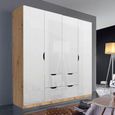 Arnstein Wardrobe - 181cm - 4 Door - 4 Drawer - Artisan Oak & White High Gloss