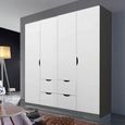 Arnstein Wardrobe - 181cm - 4 Door - 4 Drawer - Metallic Dark Grey & Alpine White