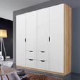 Arnstein Wardrobe - 181cm - 4 Door - 4 Drawer - Sonoma Oak & Alpine White