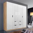 Arnstein Wardrobe - 181cm - 4 Door - 4 Drawer - Sonoma Oak & White High Gloss