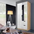 Arnstein Wardrobe - 91cm - 2 Door - Combi - Sonoma Oak & White High Gloss