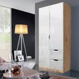 Arnstein Wardrobe - 91cm - 2 Door - 2 Drawer - Artisan Oak & White High Gloss