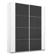 Rauch Artemis 181cm 2 Door Sliding Wardrobe - Alpine White and Basalt Glass