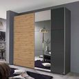 Rauch Aurelio 218cm Metallic Grey and Artisan Oak 2 Door Mirror Sliding Wardrobe