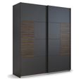 Rauch Barea 181cm 2 Door Sliding Wardrobe - Metallic Grey and Atlantic Dark Oak